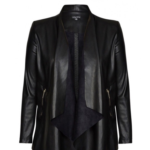 City Chic Jackets & Blazers - RESERVEDCity chic faux leather drape jacket size20